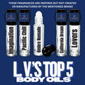 L V’s type top 5 body oils travel size